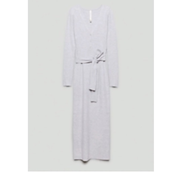 Babaton Aritzia Grey Henley Merino Wool Blend Sweater Dress XL - Picture 2 of 9